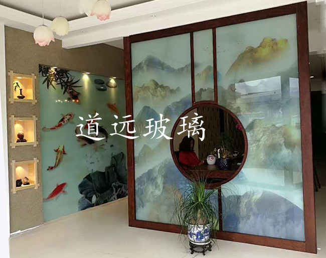 夾絲山水畫玻璃003